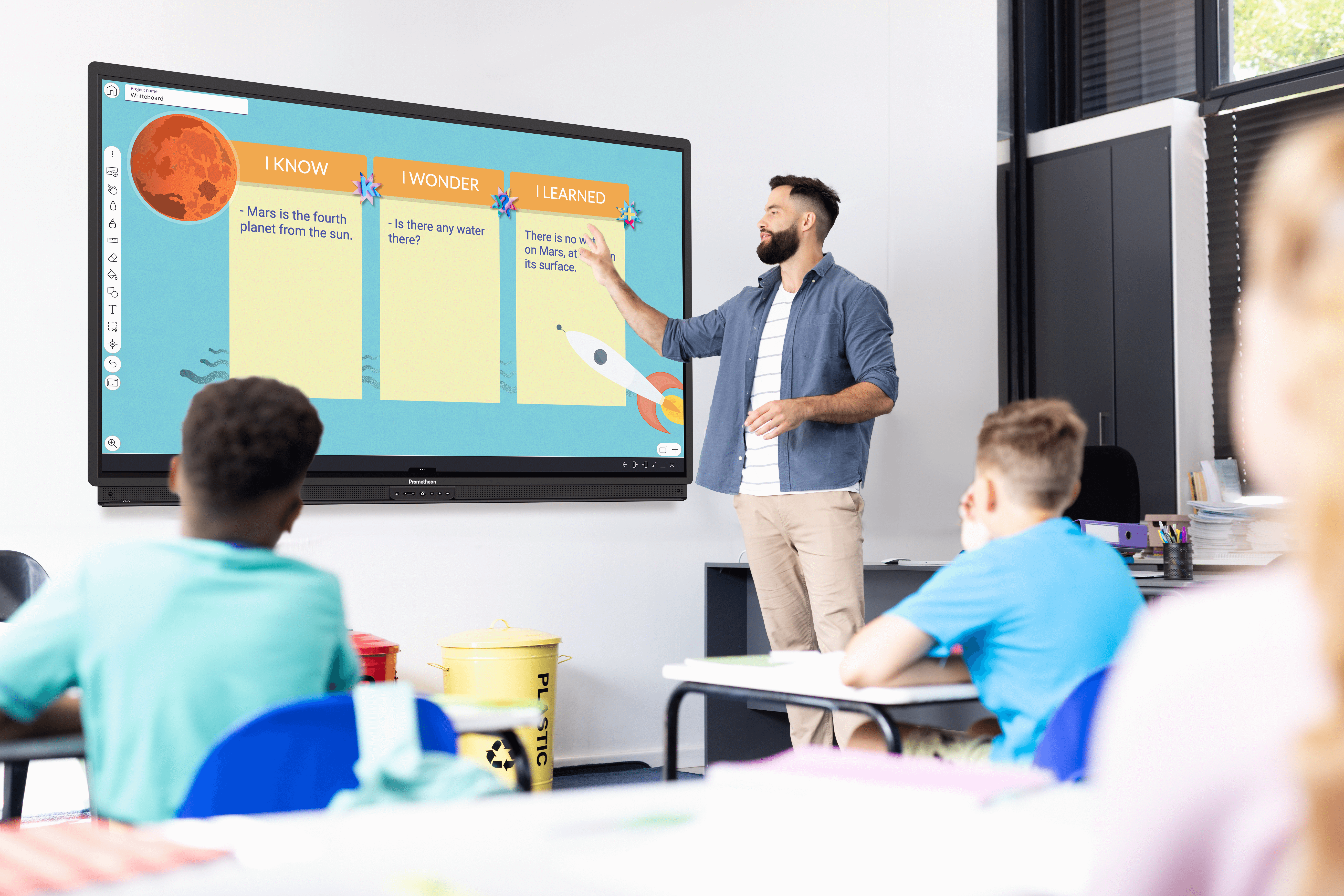 An instructor teaches a lesson using the ActivPanel 9.